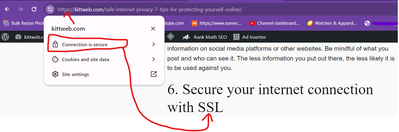 kittweb connection is secure ssl - online privacy, cybersecurity tips, internet security, protect personal information